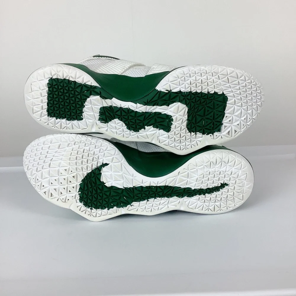 Nike Zoom White Green Basketball Lebron Soldier 11 High Top Sneakers - Picture 7 of 9